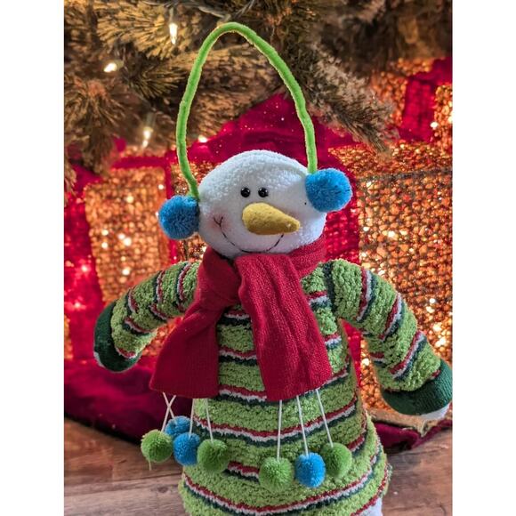 Vintage Snowman Holiday Christmas Decor Plush Figurine Free Standing 15" - Picture 2 of 11